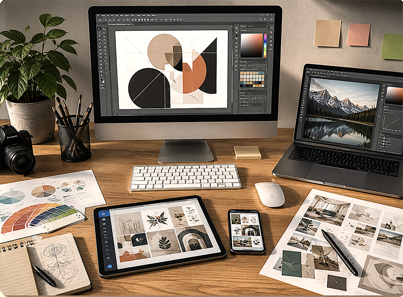 Otsikko Adobe Illustrator-, Photoshop- ja Canva-palvelut